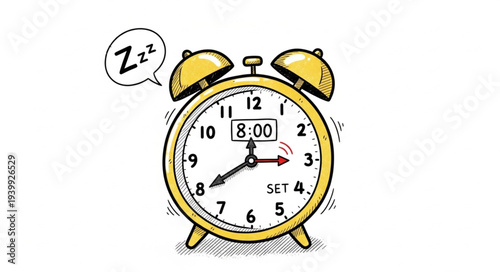 Vintage Yellow Alarm Clock with Bells and Hands.