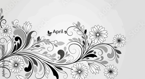 Floral Pattern with April Text Design.
