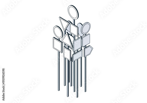 Abstract Metal Sculpture with Geometric Shapes