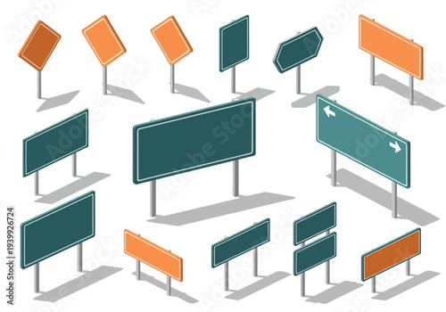 Collection of assorted digital signage boards displayed from various viewpoints