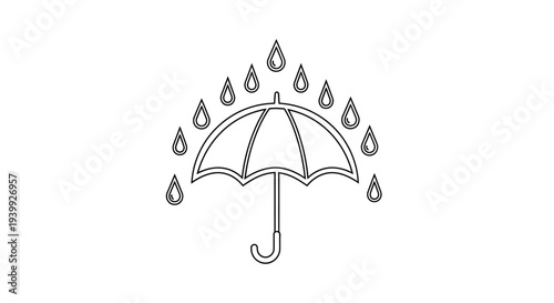 Umbrella with Raindrops Falling Around It.