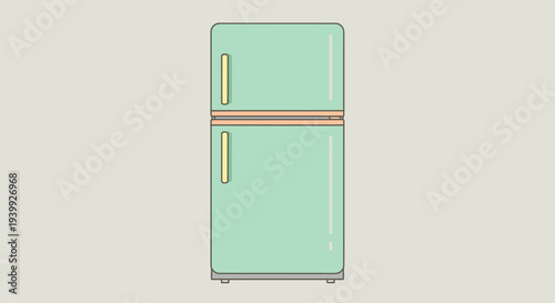 Vintage Style Mint Green Refrigerator Illustration.
