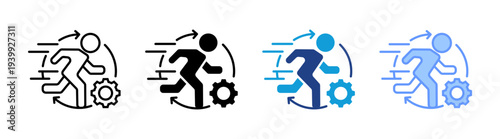 Action icon set multiple style collection