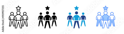 Leadership icon set multiple style collection
