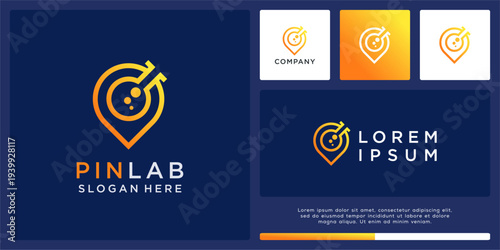 Pin lab logo design template with tube