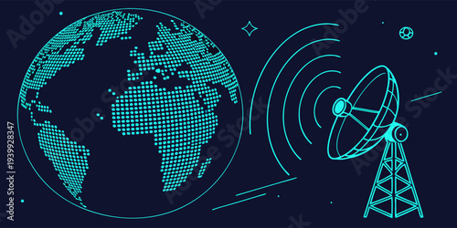 Digital globe made of glowing data nodes symbolizing global communication networks and artificial intelligence systems.