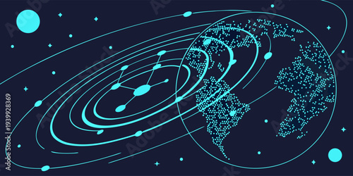Modern digital globe with luminous data connections representing global technology networks and artificial intelligence systems.