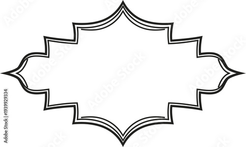 Ornate black and white elongated diamond frame offers elegant decorative space for text or product placement.