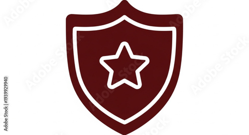 Maroon shield with white outline and star emblem inside.
