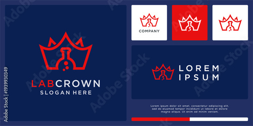 Lab crown logo design abstract template