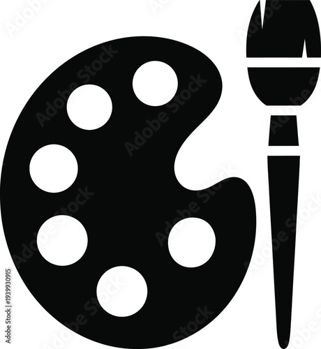 Painter's palette and brush icon