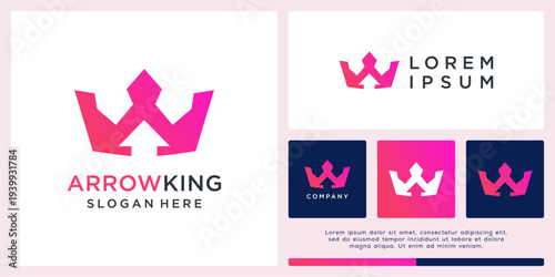 Arrow king logo design abstract template