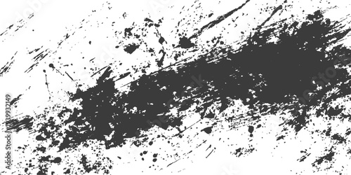 Abstract splatter, an artistic display of dark gray textures on a plain backdrop, it invokes emotions and adds depth, creating a captivating visual effect.