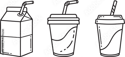 Refreshing drink cartoons with straws for beverage branding