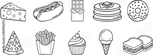 Delicious food icons set for menu design and culinary branding