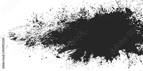 Abstract a visually striking dark paint or ink splattered across a surface, with a detailed high-angle perspective, artistic composition, perfect for design element or background texture.