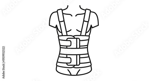 Back brace for posture correction and spinal support, medical equipment illustration