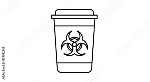 Biohazard Waste Bin Icon - Medical Disposal Container with Symbol