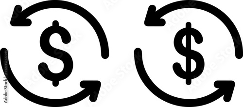 Hands exchanging money with dollar coins in modern simple design