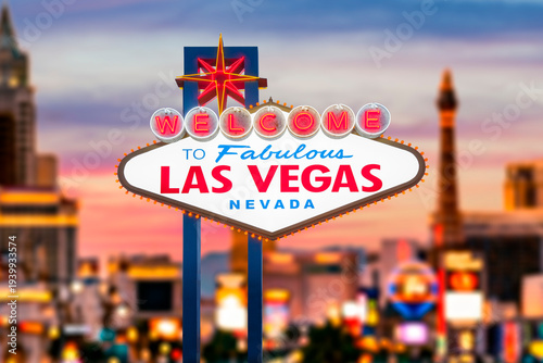 Welcome to Fabulous Las Vegas Sign. Logo Removed. The beautiful night sky in the background.