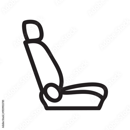 A simple line drawing of a car seat