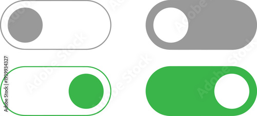 Modern toggle switch icons in gray and green