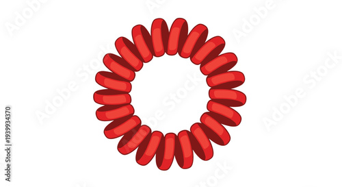 Simple yet functional red spiral hair tie, a popular accessory for securing hair without creasing or causing damage.