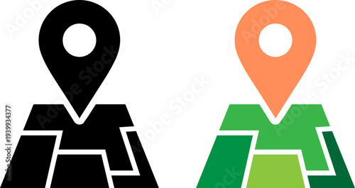 Modern map marker icons for navigation and location services