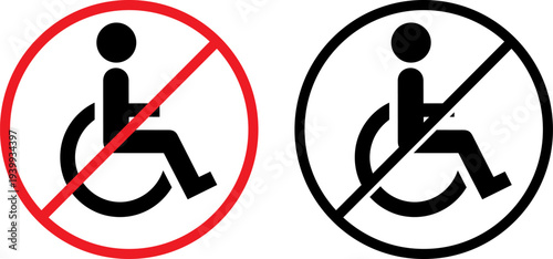 No wheelchair signs for restricted access areas