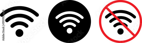 WiFi signal icons with forbidden symbol for no internet access
