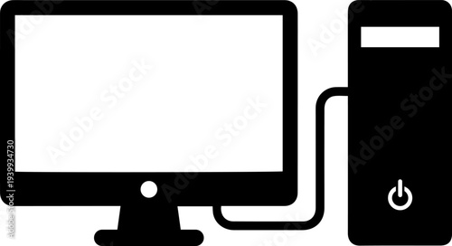 Computer monitor connected to power bank with power button