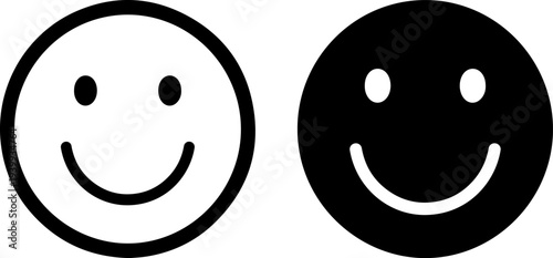 Smiling faces in black and white for emotions and expressions