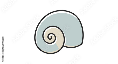 Simple illustration of a snail shell in muted colors.