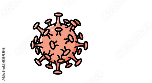 Single red virus cell icon with spikes representing a pandemic or biological health threat on a plain white background.