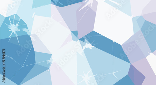 Abstract geometric artwork, featuring polygonal shapes in cool blue tones