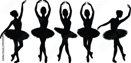 Ballet dancer silhouette illustration, ballerina vector art, classical dance design, performance icon, graceful movement figure, cad drawing flat vector illustration