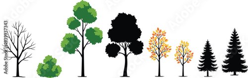 Set of six black and white gardening icons including a rake shovel potted flower watering can soil bag and plant leaf isolated on white