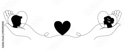 beautiful wedding silhouette. praying hands symbol