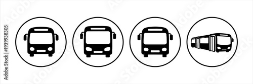 Diverse vector icons showcasing public transit buses for urban transportation designs