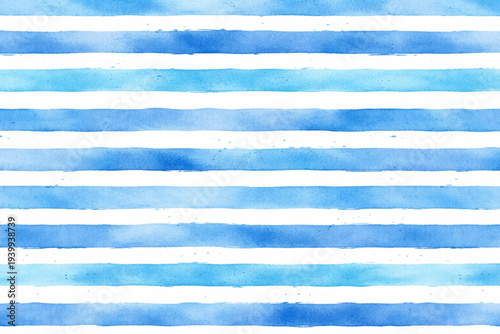 Beautiful seamless pattern with blue watercolor stripes. hand painted brush strokes, striped background. Vector illustration.