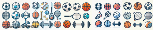 vector set of sports equipment