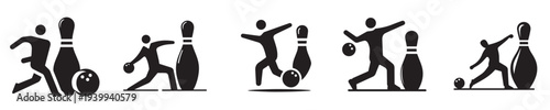set of silhouette bowling games