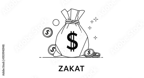 Money bag with dollar sign and coins vector illustration