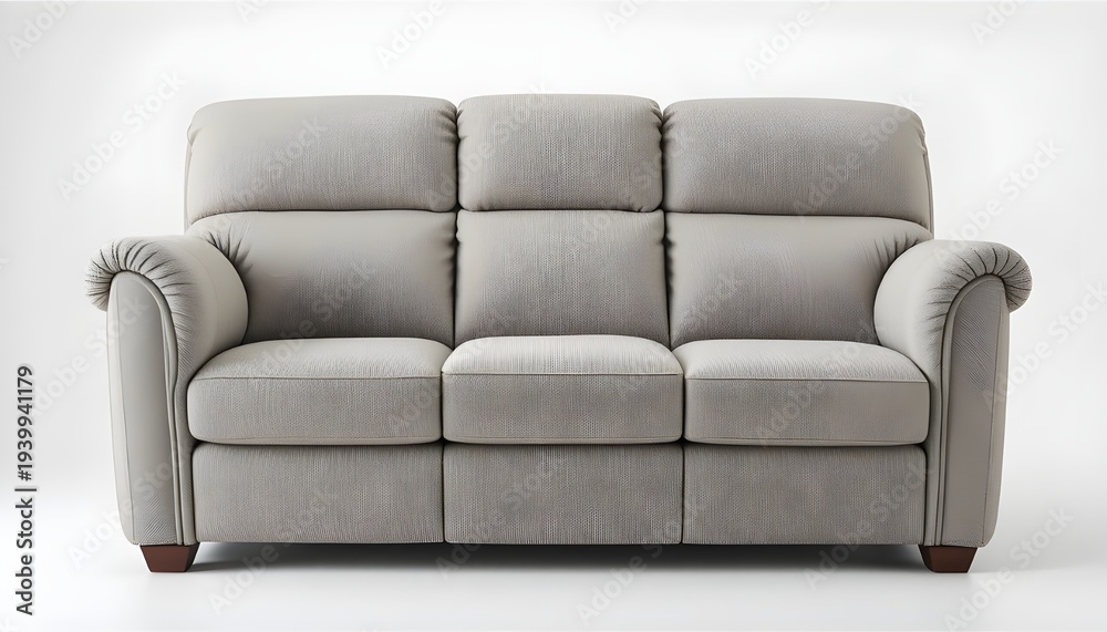 Fototapeta premium Comfortable recliner sofa chair soft fabric, white background