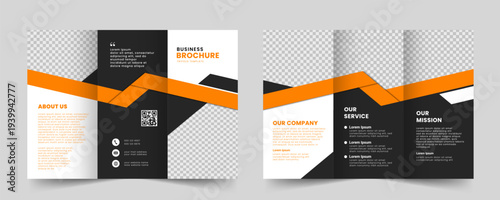 Business trifold brochure template. Modern corporate trifold brochure layout design. Vector illustration