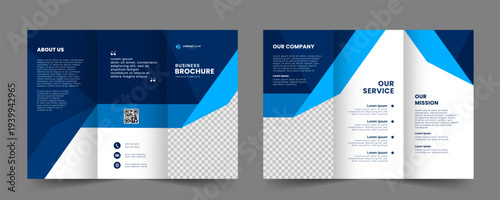 Business trifold brochure template. Modern corporate trifold brochure layout design. Vector illustration