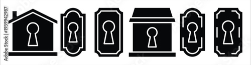 keyhole icon door lock security protection line 