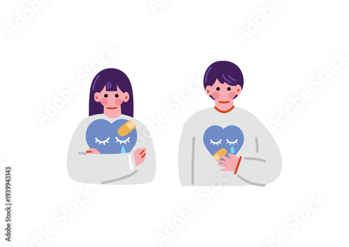 精神疾患を抱える男女のイラスト