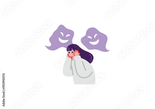 精神を患う女性のイラスト