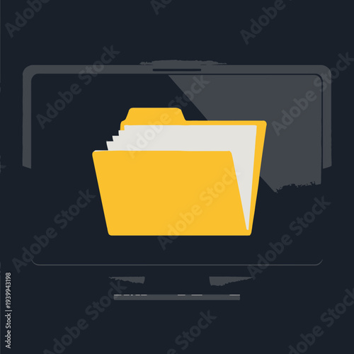 Digital file folder on computer screen with documents